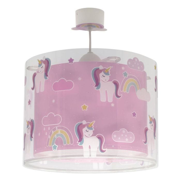 Lámpara colgante infantil de plástico rosa, Unicorn