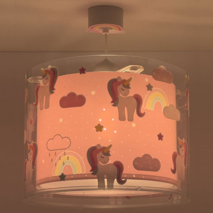 Lámpara colgante infantil de plástico rosa, Unicorn