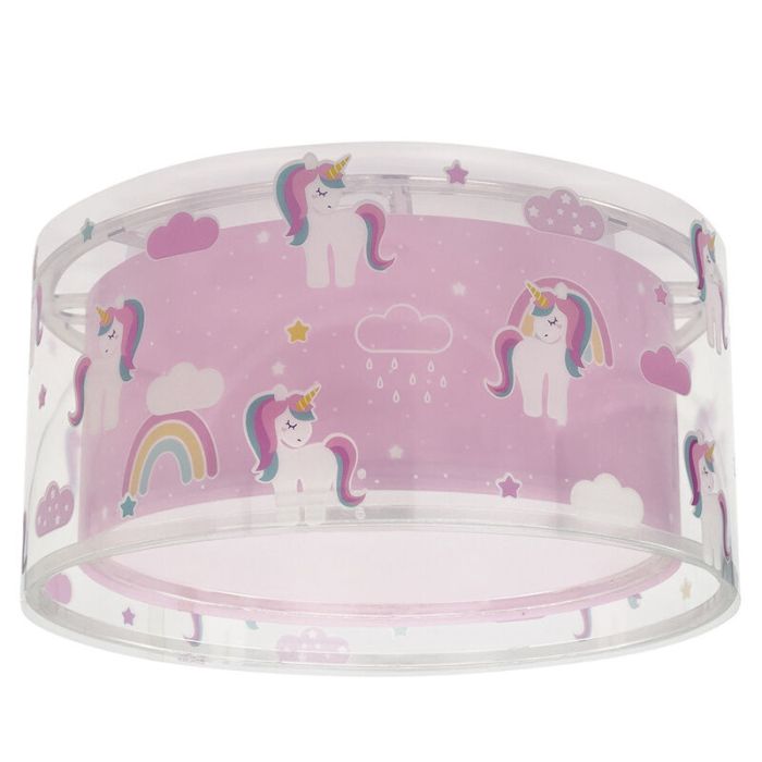 Lámpara de techo infantil de plástico rosa, Unicorn