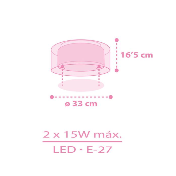 Lámpara de techo infantil de plástico rosa, Unicorn