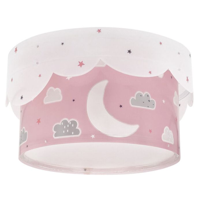 Lámpara de techo infantil de plástico rosa, Moon