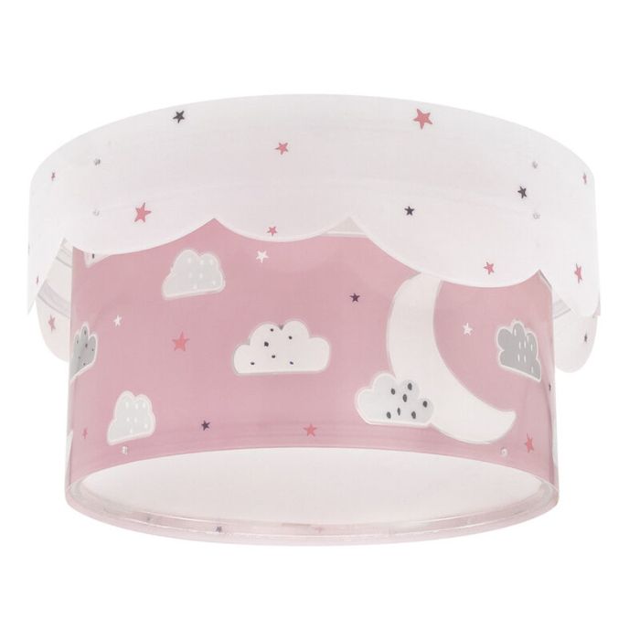 Lámpara de techo infantil de plástico rosa, Moon
