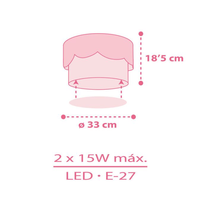 Lámpara de techo infantil de plástico rosa, Moon