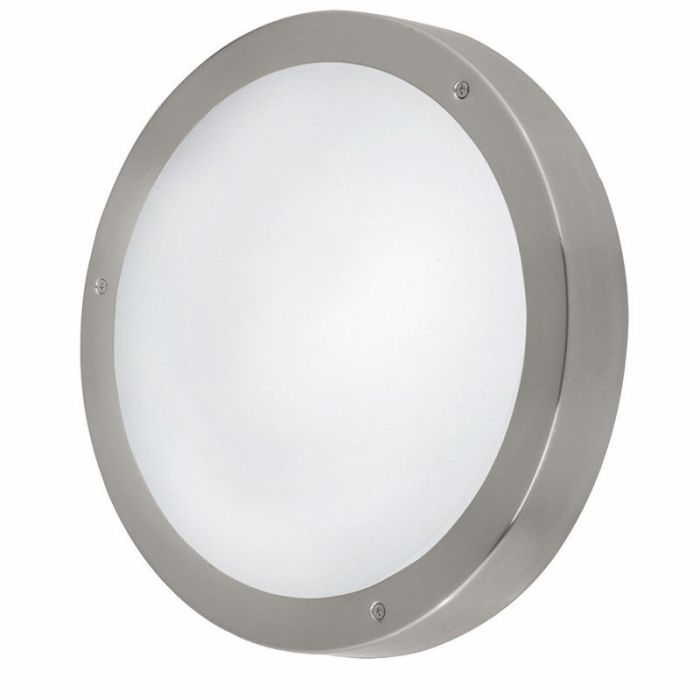 Aplique exterior con sensor crepuscular plateado de vidrio, Bob, IP44
