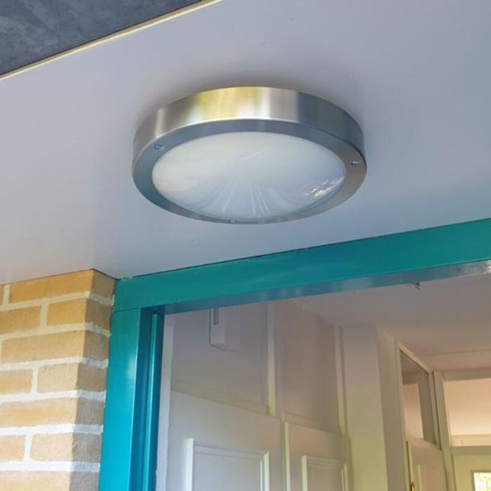 Aplique exterior con sensor crepuscular plateado de vidrio, Bob, IP44