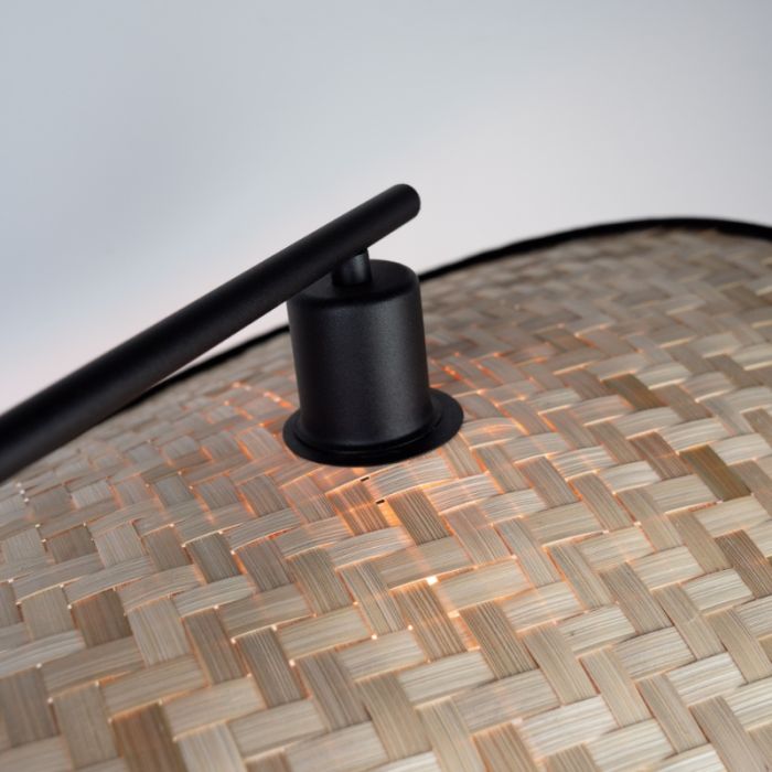 Lámpara de pie marrón de madera, Jillah, con interruptor