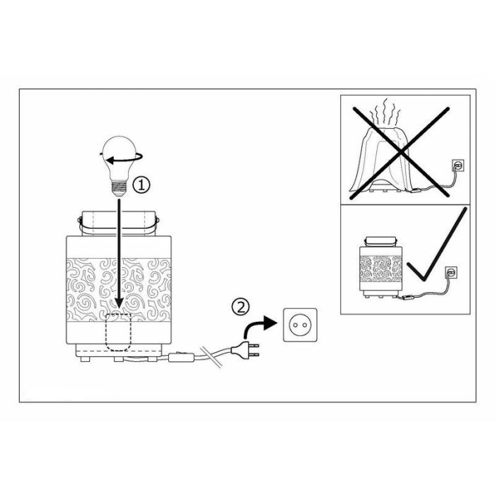 Lámpara de mesa blanca de acero, Abdelrahman, con interruptor
