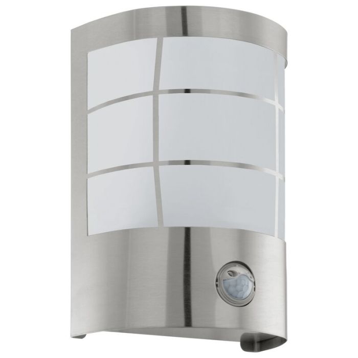 Aplique exterior con sensor de movimiento plateado de acero inoxidable, Aartje, IP44