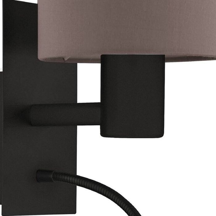 Lámpara de cama gris pardo de tela, Abano, con interruptor
