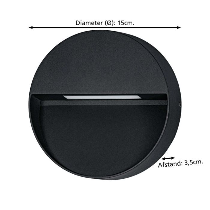 Lámpara exterior negra de aluminio, Lamar, 4,8W, ajustable entre luz blanco cálido y frío LED, IP65