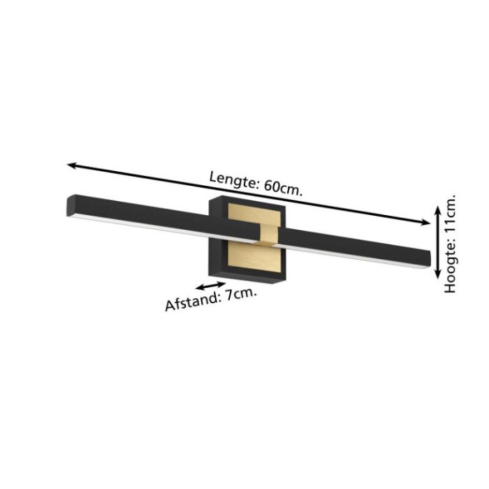 Aplique baño latón de acero, Natasha, 11W, 3000K LED, IP44