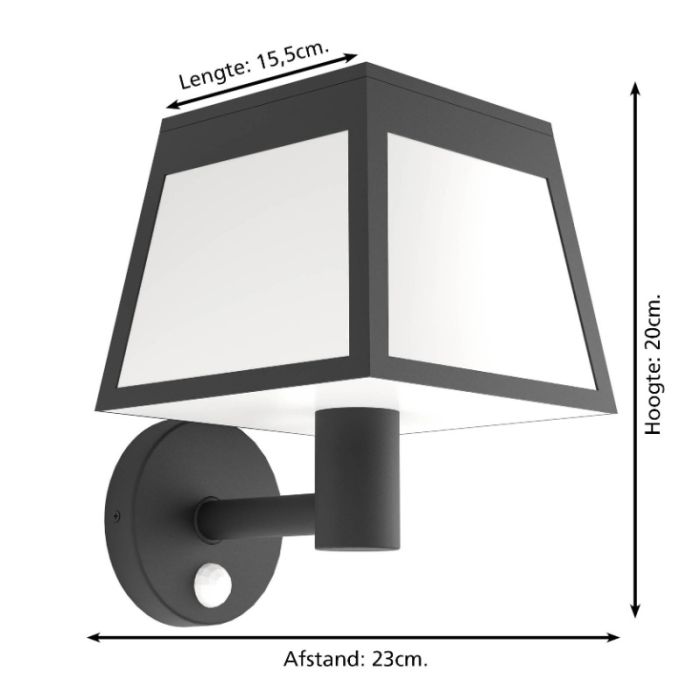 Aplique solar exterior negro de plástico, Imelda, 7,5W, 3000K LED, IP65