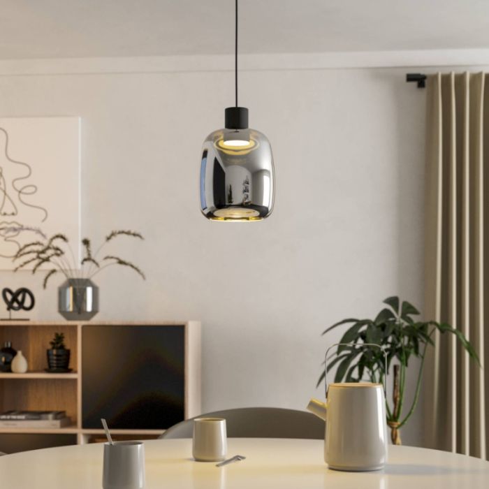 Lámpara colgante inteligente negra de vidrio, Tamika, 3,7W, RGBW LED