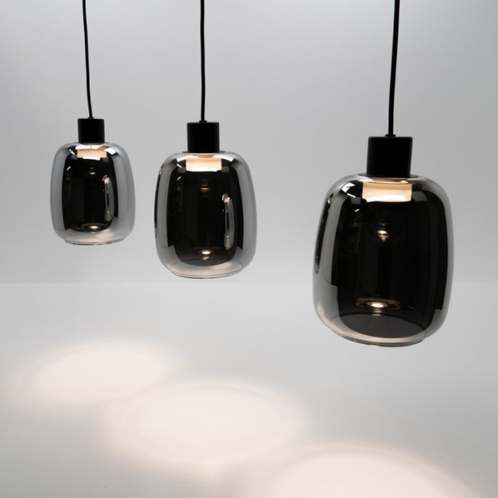 Lámpara colgante inteligente negra de vidrio, Tamika, 3,7W, RGBW LED