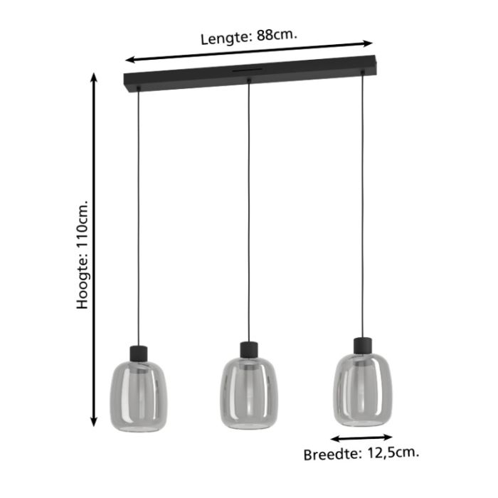 Lámpara colgante inteligente negra de vidrio, Tamika, 3,7W, RGBW LED