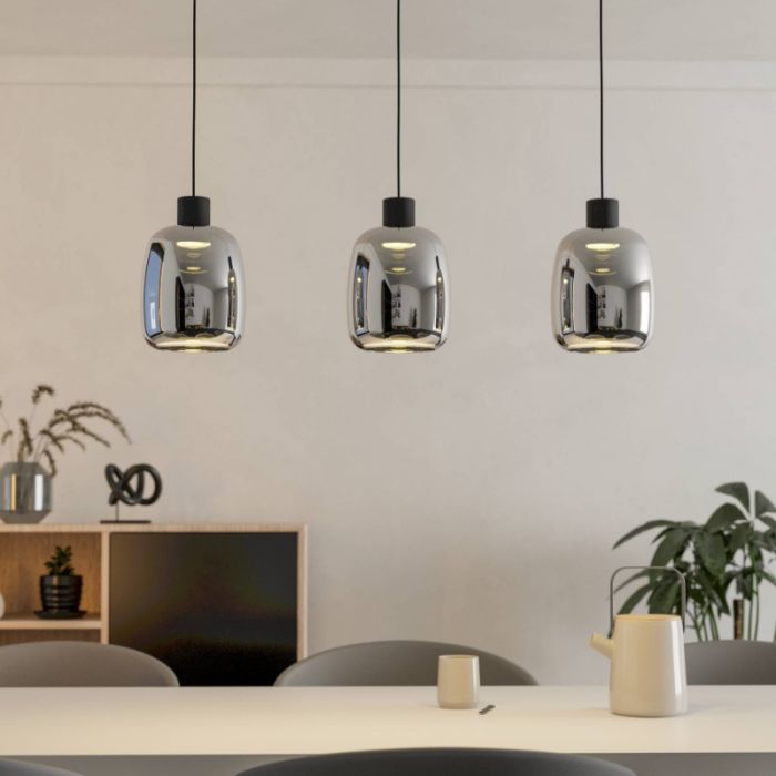 Lámpara colgante inteligente negra de vidrio, Tamika, 3,7W, RGBW LED