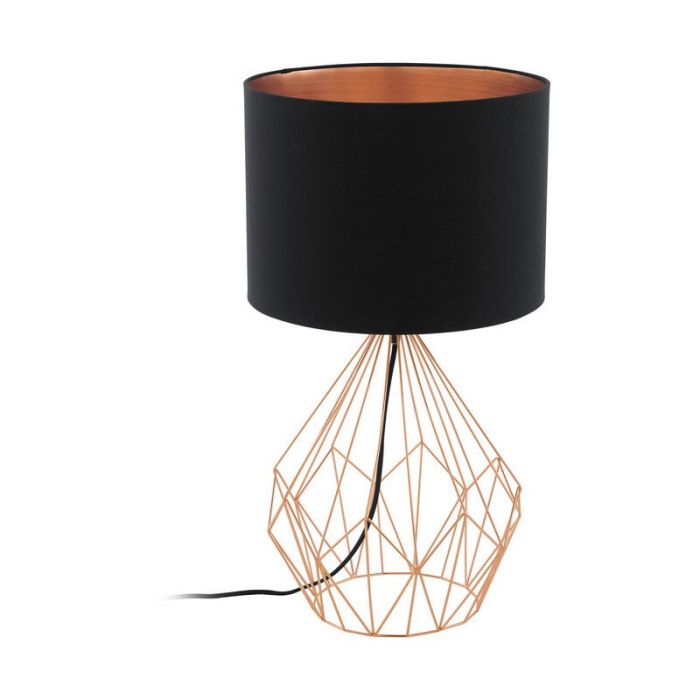 Lámpara de mesa cobre de tela, Anieke, con interruptor
