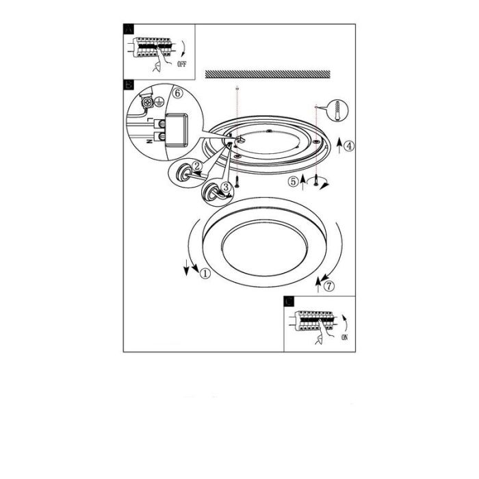 Lámpara de techo cromada de plástico, Amina, 16W, 3000K LED, IP44