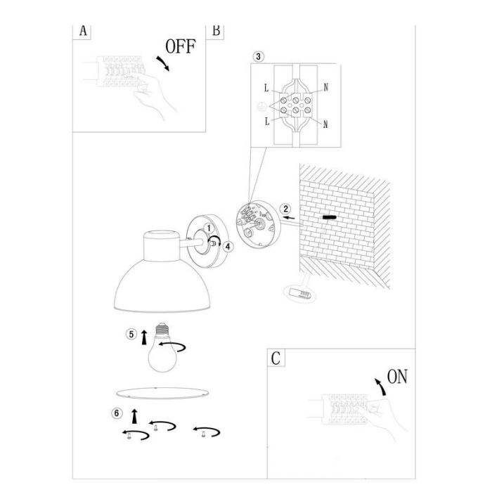 Lámpara exterior negra de plástico, Bessel, IP44