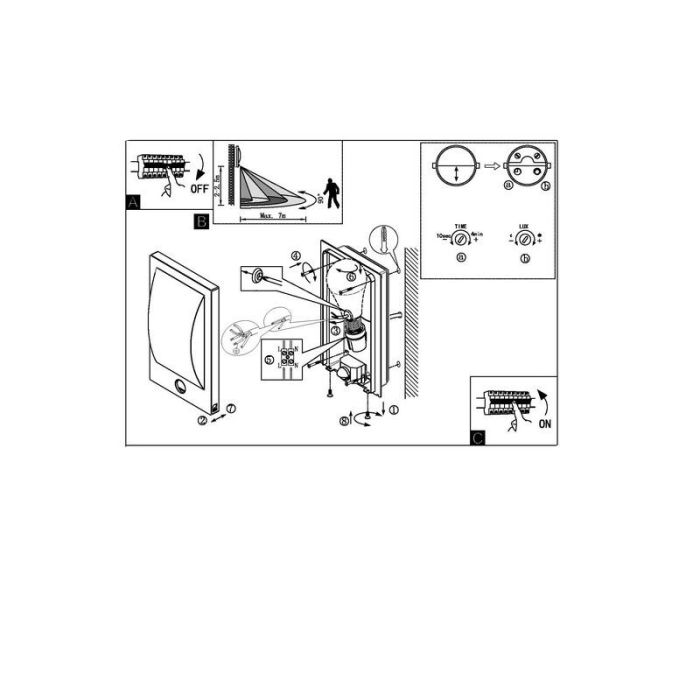 Aplique exterior con sensor de movimiento blanco de plástico, Lyam, IP44