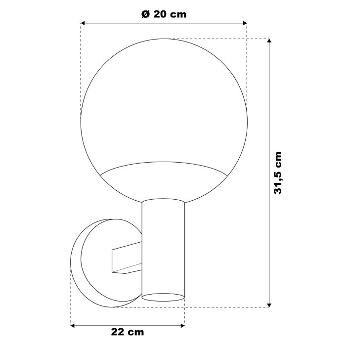 Lámpara exterior plateada de acero inoxidable, Baukje, IP44