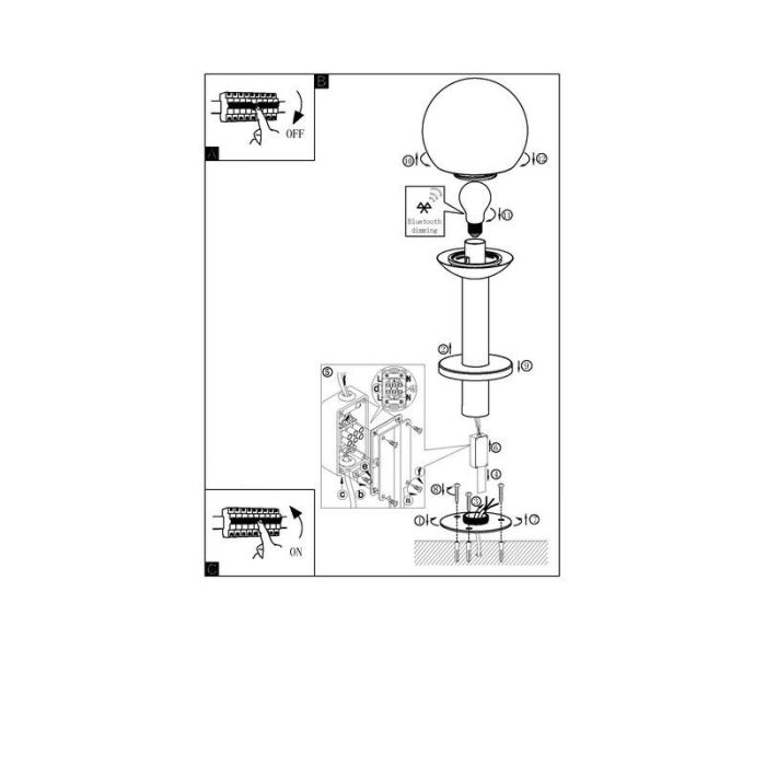 Lámpara exterior plateada de acero inoxidable, Baukje, IP44