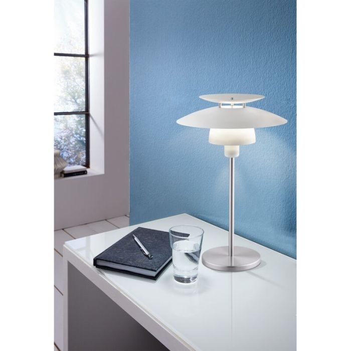 Lámpara de mesa níquel de acero, Lariana, con interruptor