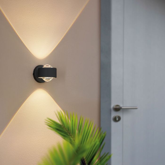 Lámpara exterior antracita de aluminio, Lyn, 2W, 3000K LED, IP44