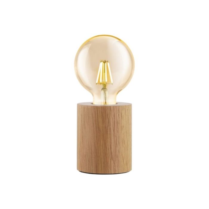 Lámpara de mesa de madera marrón, Yannic, con interruptor