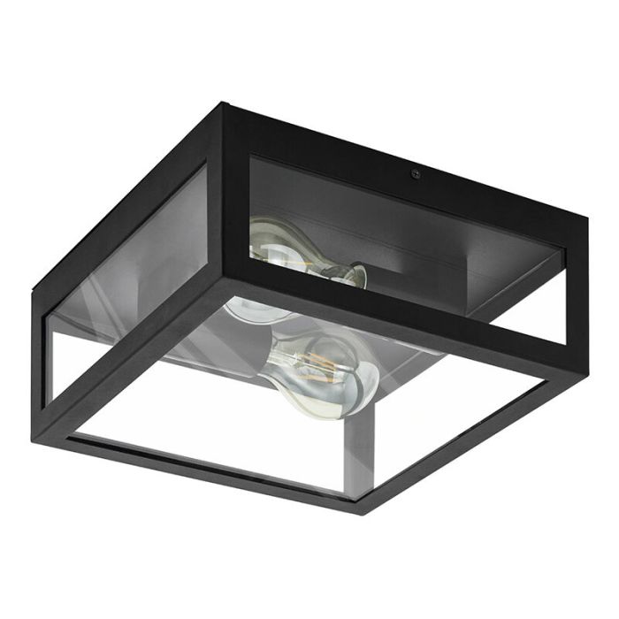 Lámpara de techo baño negra de vidrio, Amadou, IP44