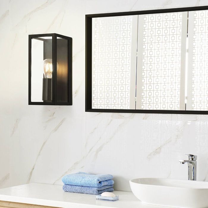 Aplique baño negro de vidrio, Amadou, IP44