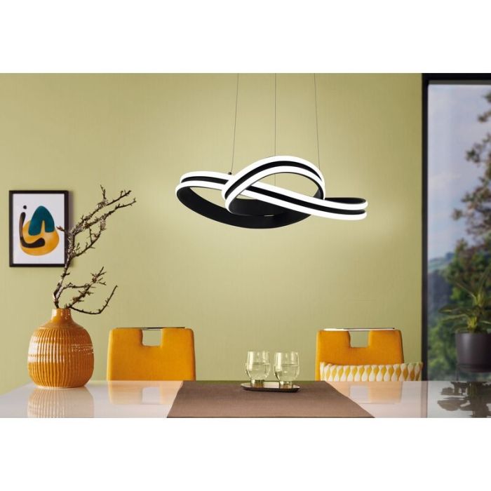 Lámpara colgante negra de plástico, Marigje, 18W, 3000K LED