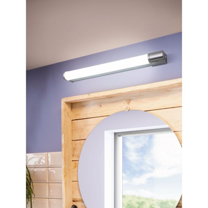 Espejo con luces cromado de aluminio, Wilson, 15W, 4000K LED, IP44, con interruptor