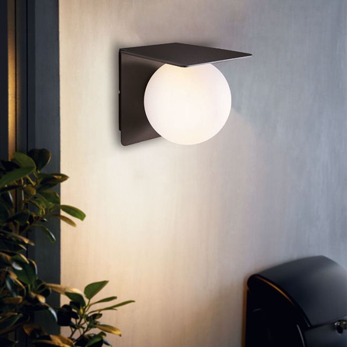 Lámpara exterior negro de aluminio, Lute, IP44