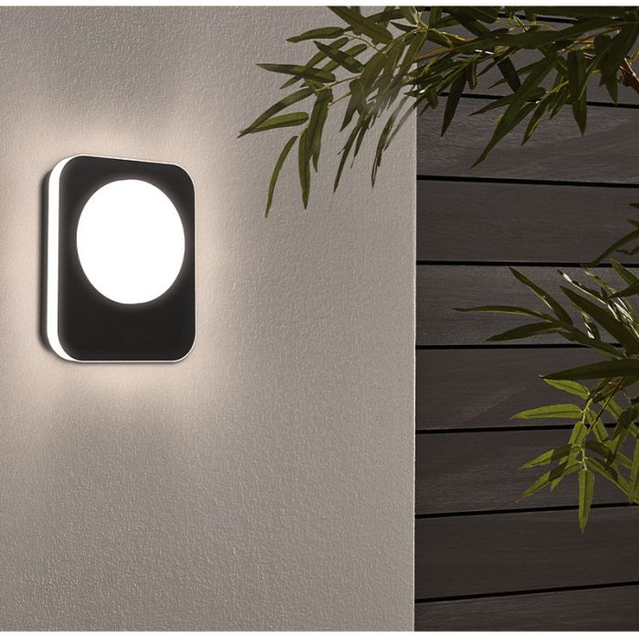Lámpara exterior negro de aluminio, Luut, 9W, 3000K LED, IP44