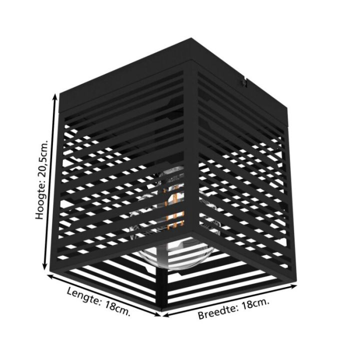 Lámpara de techo negra de aluminio, Lennaert