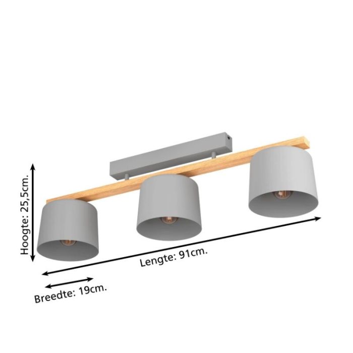 Lámpara de techo de madera gris, Jeannot