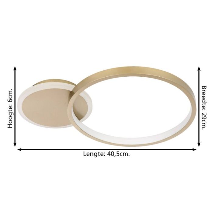 Lámpara de techo dorada de aluminio, Sivan, 15W, ajustable entre luz blanco cálido y frío LED, regulable en 3 pasos