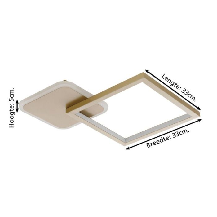 Lámpara de techo dorada de aluminio, Sivan, 15W, ajustable entre luz blanco cálido y frío LED, regulable en 3 pasos