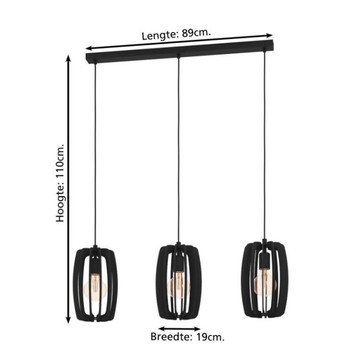 Lámpara colgante de madera negra, Wilko