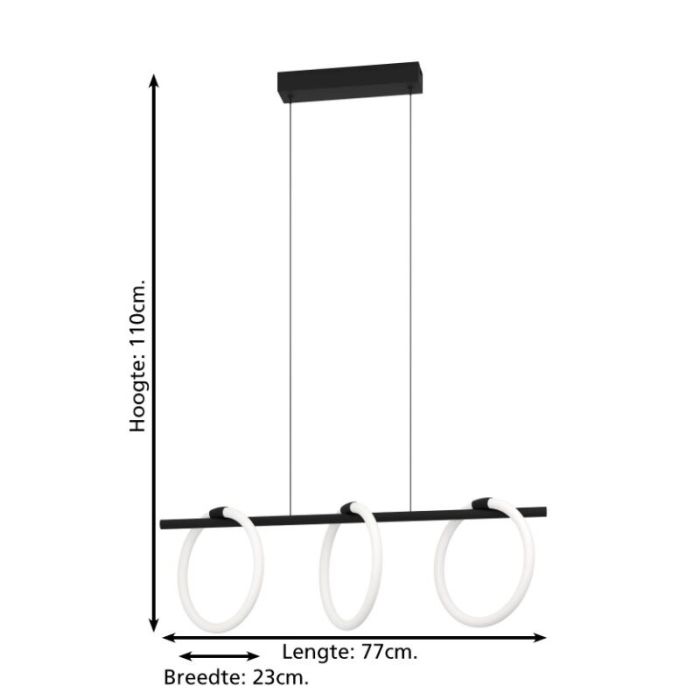 Lámpara colgante negra de aluminio, Thibaut, 9W, 3000K LED