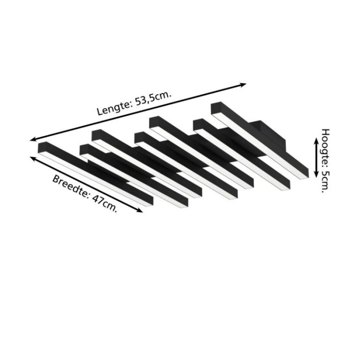 Plafón de techo negro de aluminio, Iona, 25,6W, ajustable entre luz blanco cálido y frío LED, regulable en 3 pasos