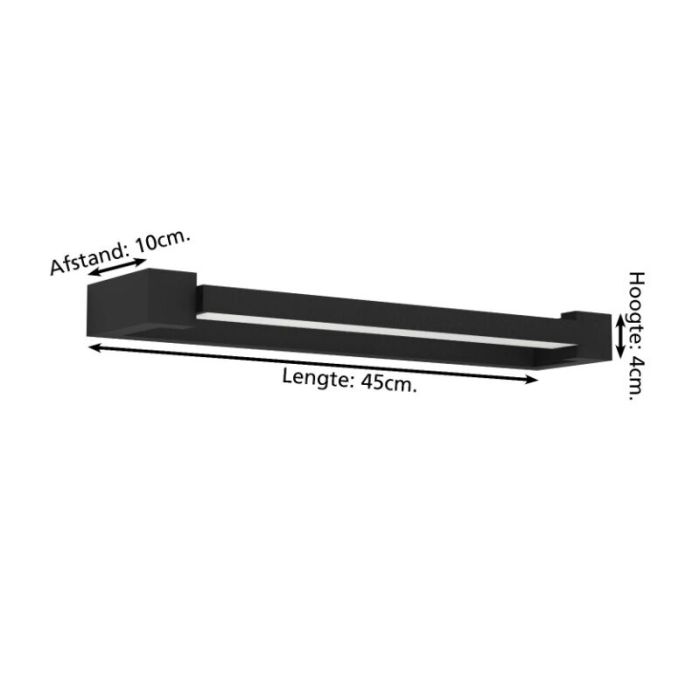 Espejo con luces negro de aluminio, Shukri, 8,9W, 4000K LED, IP44