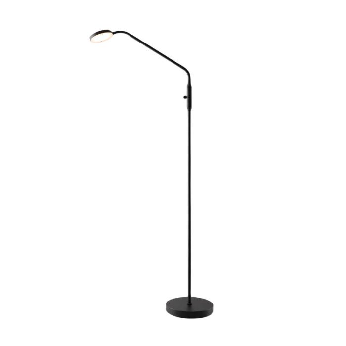 Lámpara de pie de lectura negra moderna, Salvador, 5W, 3000K LED, con interruptor