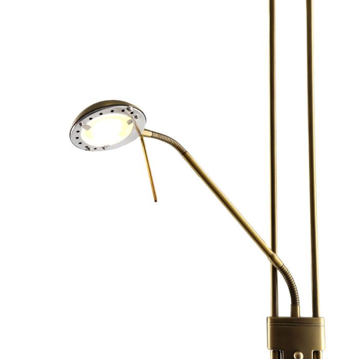 Lámpara de pie de lectura latón moderna, Salvador, 18W, 3000K LED, con interruptor
