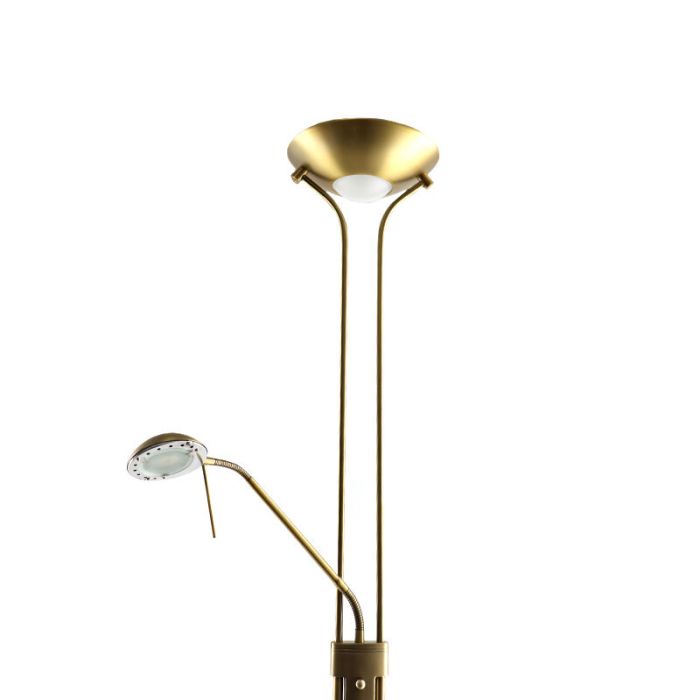 Lámpara de pie de lectura latón moderna, Salvador, 18W, 3000K LED, con interruptor
