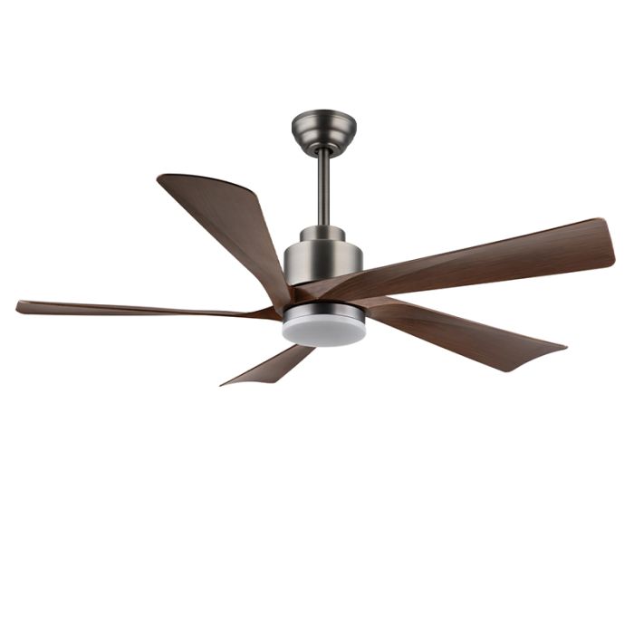 Ventilador de techo marrón de metal, Frank, 20W, ajustable entre luz blanco cálido y frío LED, con mando a distancia