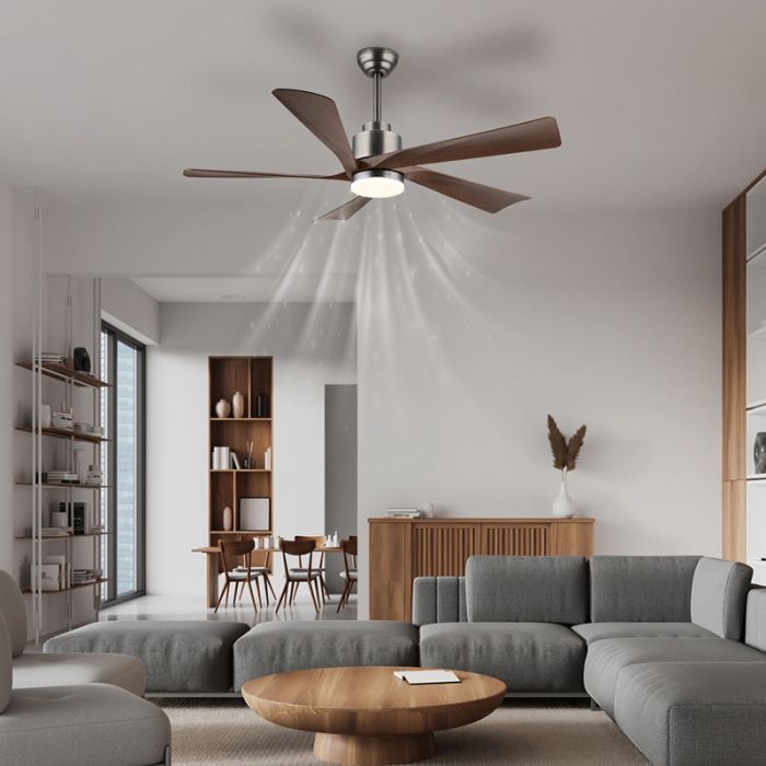 Ventilador de techo marrón de metal, Frank, 20W, ajustable entre luz blanco cálido y frío LED, con mando a distancia