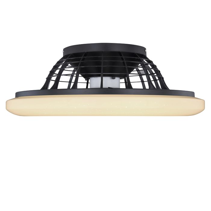Ventilador de techo negro de plástico, Joni, 40W, ajustable entre luz blanco cálido y frío LED, con mando a distancia