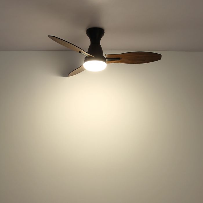 Ventilador de techo marrón de metal, Majda, 22W, white switch LED, con mando a distancia